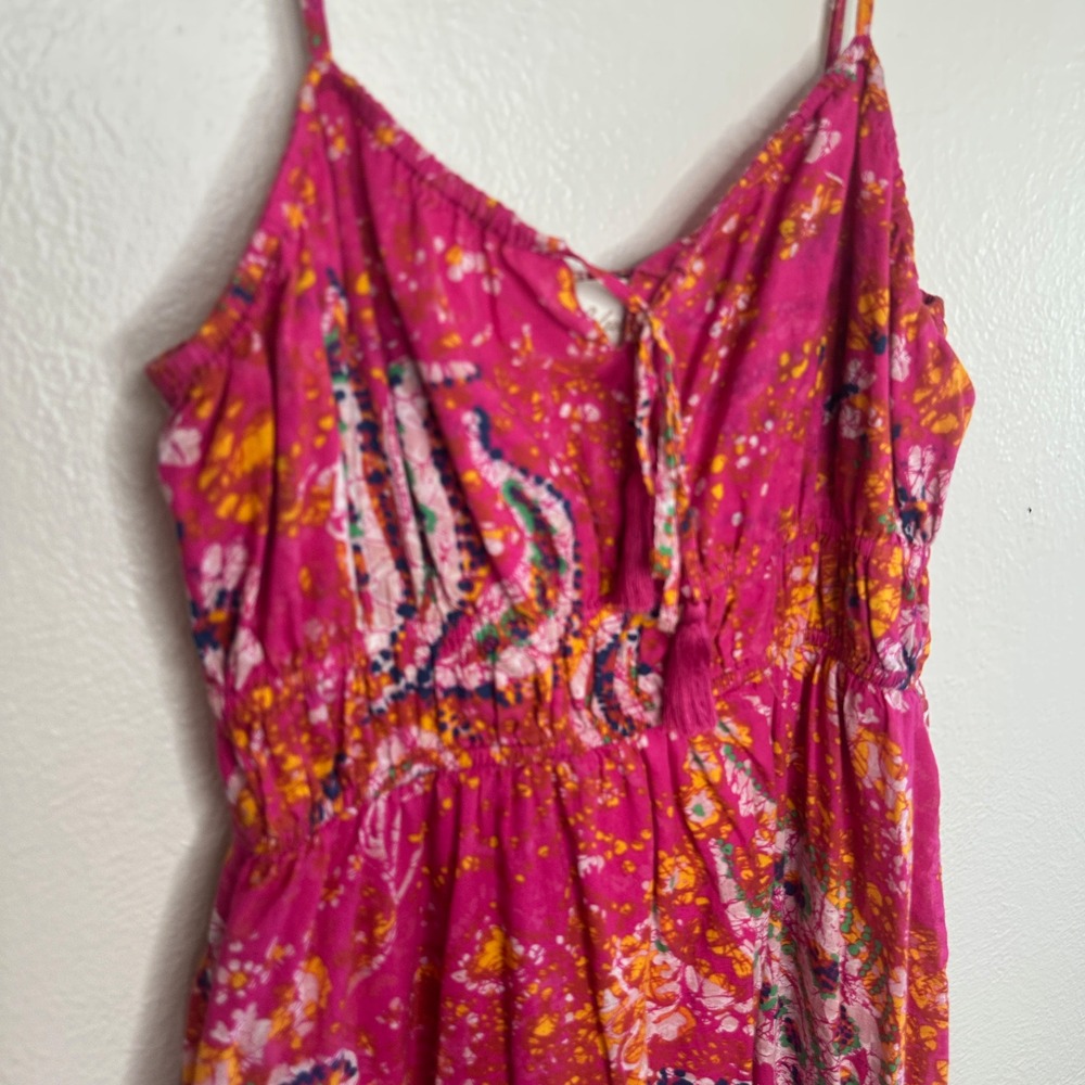 Cleobella Monaco Midi Dress Hibiscus Pink Paisley Organic Cotton Size Large - Picture 7 of 9